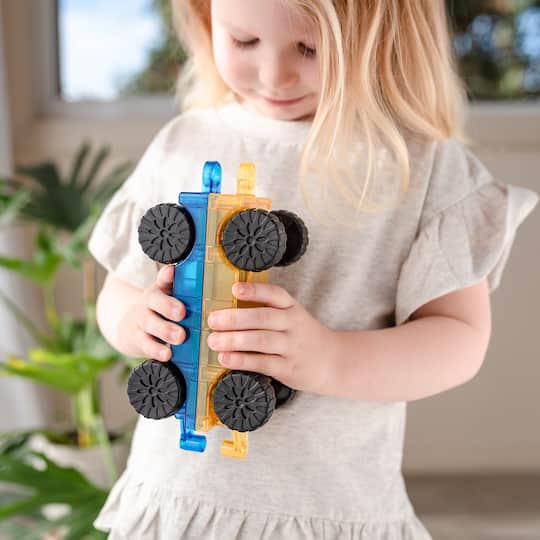 Connetix® Blue & Yellow Magnetic Tiles Rainbow Cars, 2ct.